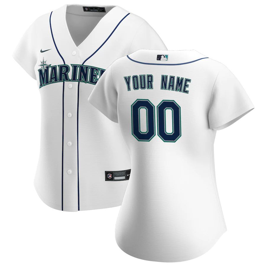 Womens Seattle Mariners Nike White Home Replica Custom MLB Jerseys->customized mlb jersey->Custom Jersey